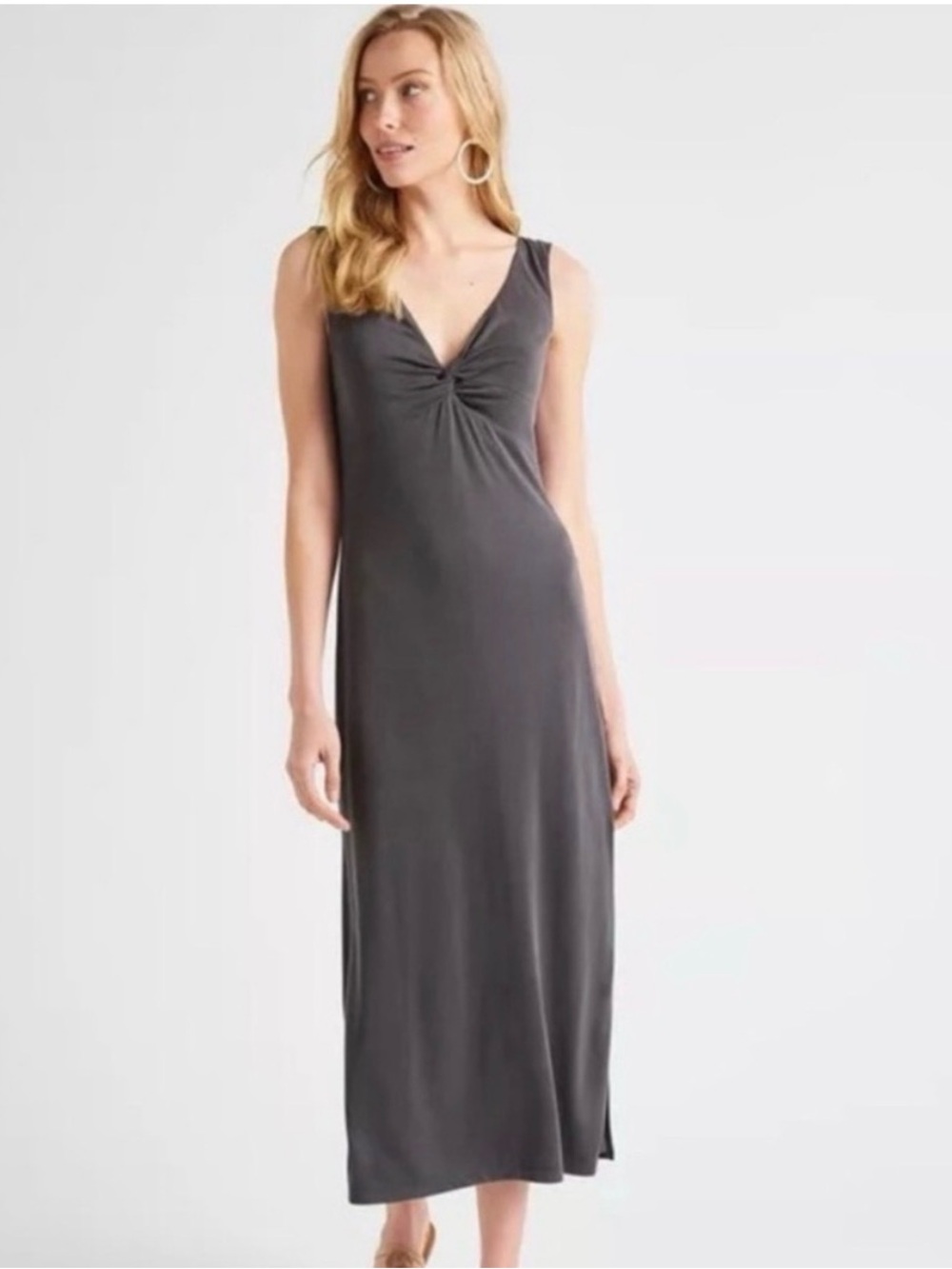 Splendid Charcoal Twist-Front Maxi Dress